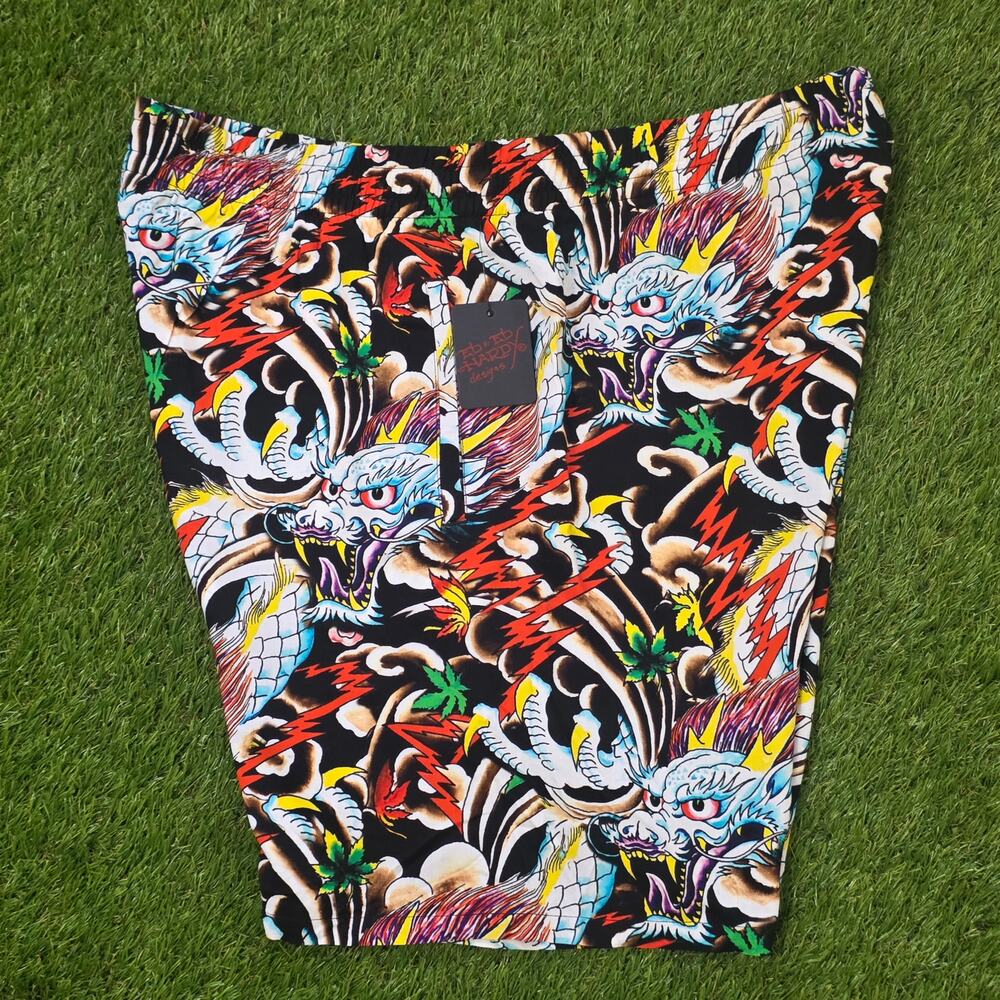 Ed by Ed Hardy Dragon Tattoo Mesh Shorts Men’s Size XL New